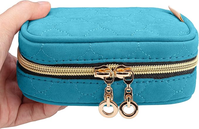 Teamoy Mini Jewelry Travel Case, Storage Organizer Bag for Earrings, Necklace, Rings, Teal