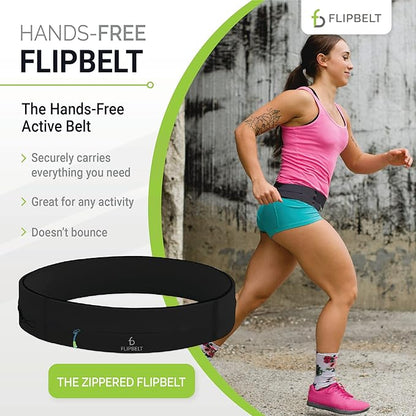 FlipBelt Zipper Running Belt, Waist Pack for Fitness and Running, US Company
