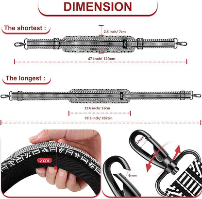 ZINZ 79.5" Universal Strap with Ultra-Thick Fixed Breathable Pad - Adjustable Heavy-Duty Shoulder Strap for Laptop, Crossbody, Luggage, Gym, Camera Bag and More - TH01B03