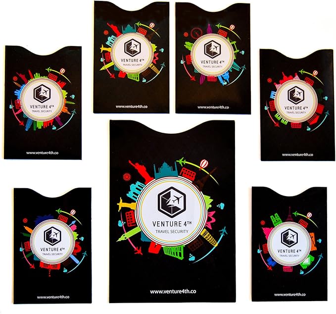 VENTURE 4TH Slim Minimalist Design RFID Money Belt with RFID Blocking Sleeves, for Men and Women – Ideal for Keeping Your Cash, Credit Card, Passport, Phone Secure When Traveling - Black