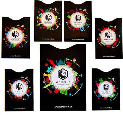 VENTURE 4TH Slim Minimalist Design RFID Money Belt with RFID Blocking Sleeves, for Men and Women – Ideal for Keeping Your Cash, Credit Card, Passport, Phone Secure When Traveling - Black