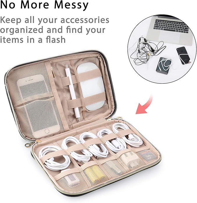 BAGSMART Electronics Organizer Case, Cord & Cable Organizer, Tech Travel Essentials, Women's Black Accessory