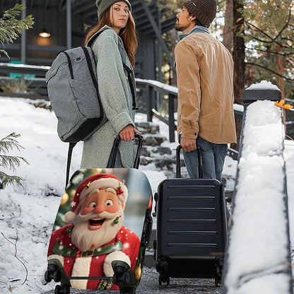 FOREVER QUEEN Santa Claus Luggage Cover Suitcase Protector Suitcase Cover Anti-Scratch,Stretchable Bag Cover Washable Durable Polyester