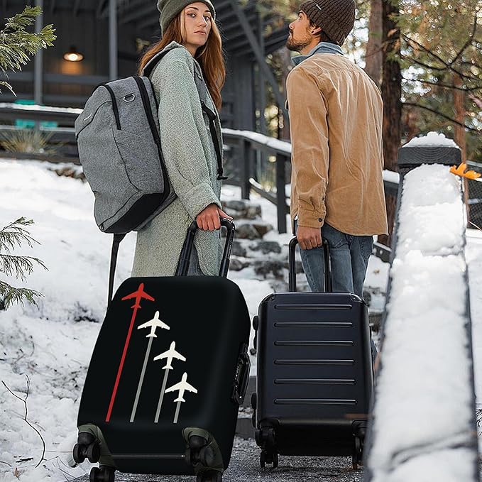 ANNA QUEEN Flight Pattern Luggage Cover, Airplane Travel Luggage Protector, Stretchable, Washable Sleeve for 20-34 Inch Luggage