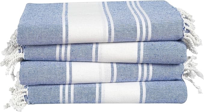 LANE LINEN Beach Towels 4 Pack Oversized - Turkish Towel Set, Pre-Washed Oversized Beach Towel, Quick Dry Beach Towels for Travel, Beach Towel Large, Sand Free Towel,39"x71" - Forever Blue