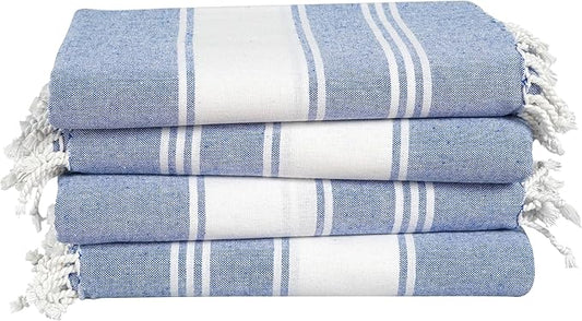 LANE LINEN Beach Towels 4 Pack Oversized - Turkish Towel Set, Pre-Washed Oversized Beach Towel, Quick Dry Beach Towels for Travel, Beach Towel Large, Sand Free Towel,39"x71" - Forever Blue