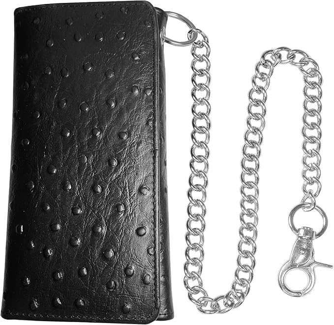 IBRO VINTAGE Motorcycle Chain Wallet for Men – Premium Cowhide Leather, RFID Tri-Fold Biker Wallet with Heavy Duty Chain for Bikers Truckers & Hunters, Credit Card Money Organizer Long Wallet