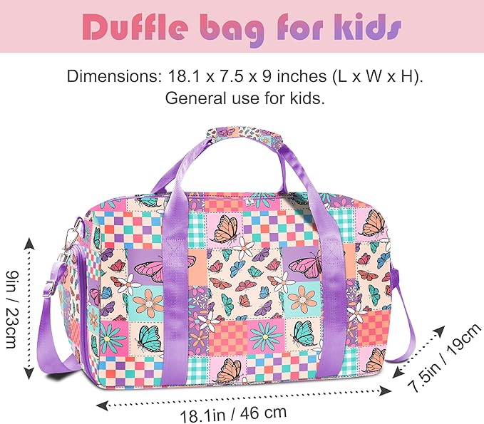 RLGPBON Gym Bag for Kids, Duffel Bag for Girls and Boys Sports, Gyms and Weekend Getaway, Waterproof Dufflebag with Shoe and Wet Clothes Compartment
