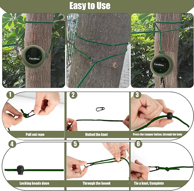 Portable Travel Clothesline Cord, Caudblor Adjustable 33ft Camping Clothes line, Laundry Drying Rope for Hotel Trip, Cruise, Outdoor/Indoor, with 12Pcs Stoppers, Windproof Clothespins