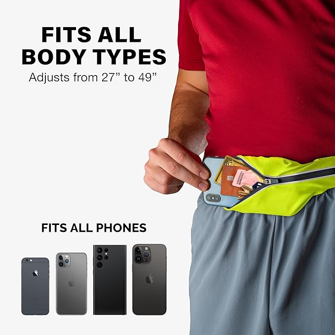 Back Bay Reflective Running Belt for Women & Men [Fits ALL Phones], Runners Fanny Pack, Money Belt, Reflective Running Gear, Waist Bag Workout Gear, iPhone Runner's Phone Holder Waist Pack