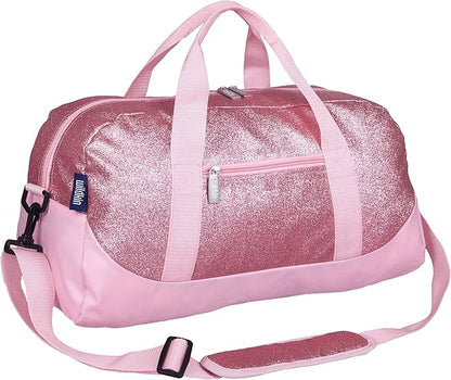 Wildkin Kids Overnighter Duffel Bag – Carry-On Size, Ideal for School & Sleepovers – Pink Glitter