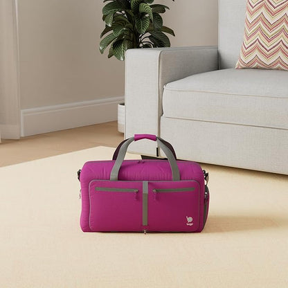 Bago Large Foldable Duffel Bags for Traveling Women & Men - 100L Packable Duffle Bag for Travel with Shoe Compartment - Water Repellant, Heavy Duty, Lightweight Folding & Collapsible (Pink)