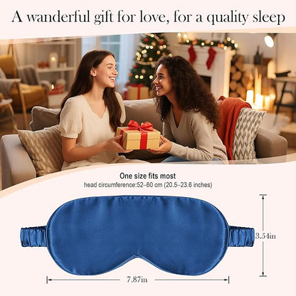 SilkDream 100% Mulberry Silk Sleep Mask Eye Mask for Sleeping 22 Momme Nature 6A Real Silk Gifts for Women&Men Blue