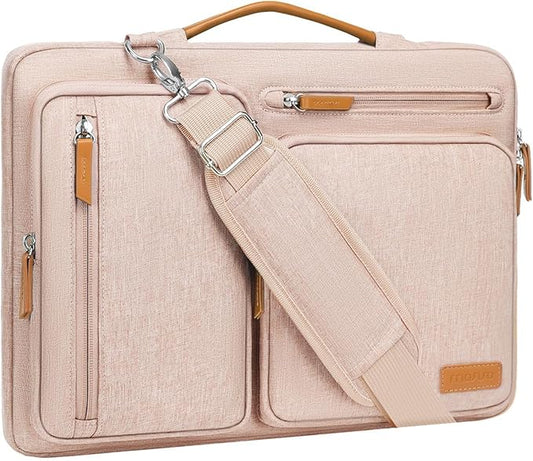 MOSISO 360 Protective Laptop Shoulder Bag,13-13.3 inch Computer Bag Compatible with MacBook, HP, Dell, Lenovo, Asus Notebook,Side Open Messenger Bag with 4 Zipper Pockets&Handle, Khaki