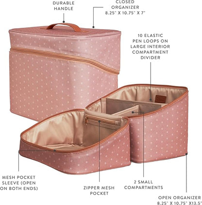 Erin Condren Medium Organizer Case, Multi-Purpose Travel Case with Stylish Terracotta Asterisk Design, Removable Dividers and Sturdy Vegan Leather Handle, Carry Toiletries, Makeup, Jewelry and More