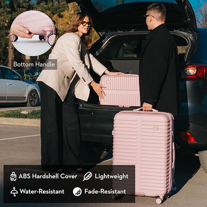 Nine West Suvi 2-Piece Smart Luggage Set (20/28), Hardshell Spinners with Cup Holder & USB Port, Expandable & Scuff-Resistant Surface Muted Lilac