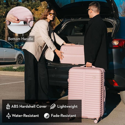 Nine West Suvi 2-Piece Smart Luggage Set (20/28), Hardshell Spinners with Cup Holder & USB Port, Expandable & Scuff-Resistant Surface Muted Lilac