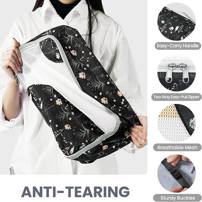 ALL INCLUDED 10 Set Durable Packing Cubes for Suitcases,OlarHike Essentials for Travel,UPGRADED Anti-Tear Stitching, NEW Improved Luggage Packing Organizers for Travel Accessories, Black Flower