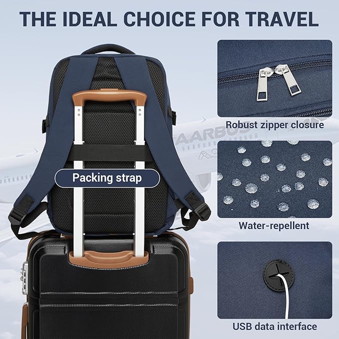 Kono Backpack Carry-on Bag 40x20x25 Carry-on Bag Airplane Travel 20L, 15.6-inch Laptop Backpack, for Men Women, Navy