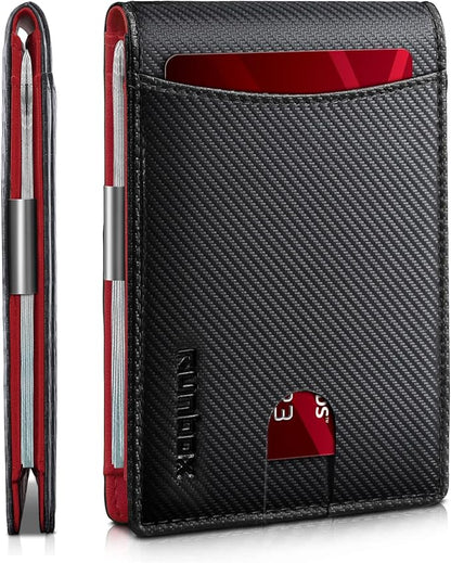 RUNBOX Money Clip Slim Wallets for Men RFID Blocking 11 Card Holder Minimalist Small Leather Bifold Men's Front Pocket Wallet Gift Box