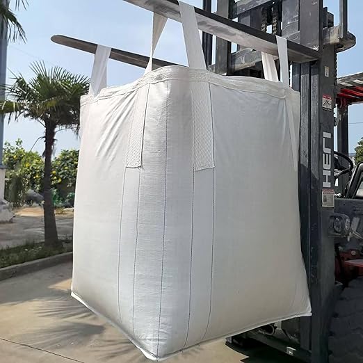 10 Pack ewori FIBC Jumbo Bulk Bag Diamond One Ton Bag 35.4"L x 35.4"W x 43.3"H 3300lbs SWL Safty Factor 3:1 Duffle Top Flat Bottom Heavy Duty Construction Woven Polypropylene Bags (10)
