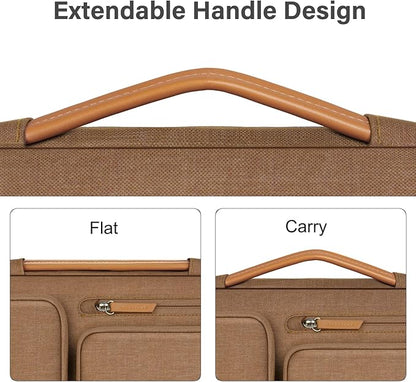 MOSISO 360 Protective Laptop Shoulder Bag,15-15.6 inch Computer Bags Compatible with MacBook Pro 16 inch, HP, Dell, Lenovo, Asus Notebook,Side Open Messenger Bag with 4 Zipper Pockets, Mocha