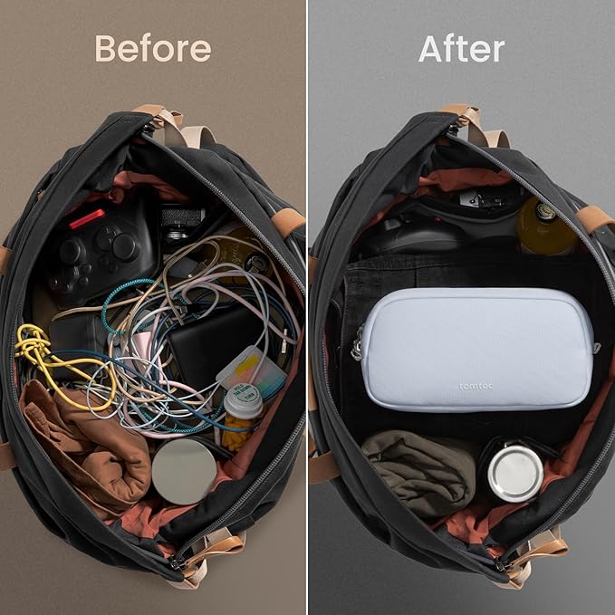 tomtoc Electronics Organizer Travel Case Performance, Water Resistant Bag Cable Tech Pouch Accessories, Carry Storage for Cord, Phone, Cables, Airpods, USB Flash Drive, Daily Items
