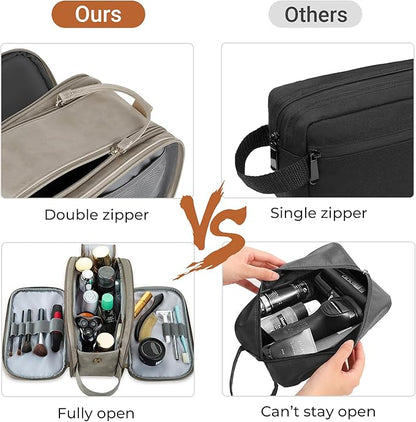 Elviros Toiletry Bag for Men, Large Travel Shaving Dopp Kit Water-resistant Bathroom Toiletries Organizer PU Leather Cosmetic Bags