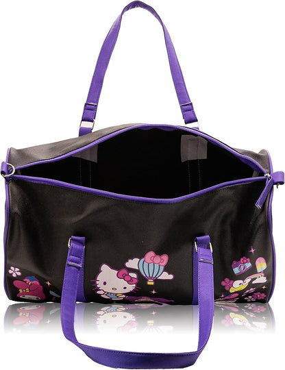 Sanrio Hello Kitty & Friends Kuromi Mini Duffle Bag for Girls | Small Travel Bag with Kuromi | Lightweight Overnight Bag for Kids & Teens | Adjustable Shoulder Strap | Ages 3+
