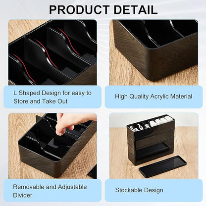 Tatuo 4 Pcs Cable Organizer Box with Wire Ties, Plastic Cord Storage Box with Lid, Electronics Organizer for Home Office Desk Organizers and Accessories (Black)