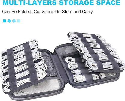 Lacdo Cord Organizer Travel, Cable Organizer Bag Case, Portable Electronics Organizer travel Case, 6 Layer Large Capacity Charging Cords Storage organizer for Cables, SD Card, Travel Essentials, Gray