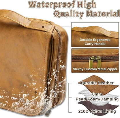 2025 Personalized Custom Christmas Gifts for Men, Large Hanging Toiletry Bag Leather Shaving Toiletries Bags for Him, Waterproof Travel Bag, Gift for Anniversary, Dad, Grandpa, Husband, Lover
