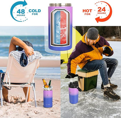 NATURE PIONEOR Insulated Water Bottles with Strap - 64 oz Stainless Steel Vacuum Wide Mouth Bottle with Holder/Carrier/Sleeve - 18/8 Food Grade 64oz Half Gallon Water Jug