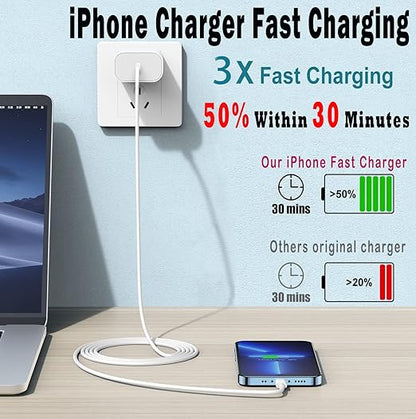 iPhone Charger Fast Charging,iPhone Fast Charger 2Pack Type C Fast Charger Block Plug Adapter 6FT USB-C to Lightning Cable Cord for iPhone14/13/13 Pro/12 Pro/12 Pro Max/11/Xs Max/XR/X/SE,iPad,AirPods