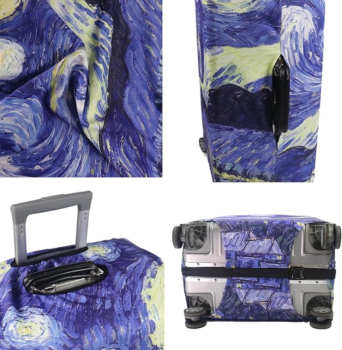 MosaiRudo Thicker Luggage Cover Elastic Suitcase Cover Protector Fits 18-32 Inch Suitcase Travel Accessories (Starry Sky, M)
