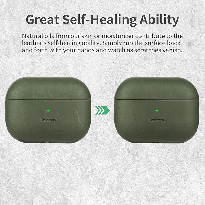 Belemay Handcrafted Crazy Horse Leather Case for AirPods Pro 3rd Gen (2025), Vintage Aesthetic, Two-Tone Effect, Unique Patina, Compatible with MagSafe, Compatible with Airpods Pro 3, Sunset Tan