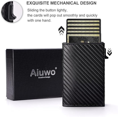 Aiuwo Wallet for Men,Mens Wallet Card Holder,Smart,Slim,Minimalist Wallet,Credit Cards Holder RFID Blocking Wallet (Card Wallet, Carbon Fiber)