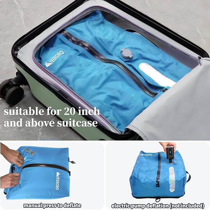 Vacuum Bags for Travel, Professional IP67 Reusable Vacuum Compression Bags for Travel Suitcases and Backpack, Durable Space Saver Bag (2 PACK, No Pump)