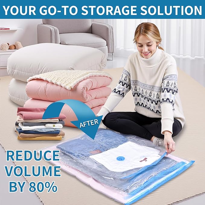 Vacuum Seal Bags for Clothing Travel with pump,15 Pack Compression Packing Cubes for clothes,Space Saver for Luggage & Travel Essentials,Carry-on Suitcase,Leak-Proof