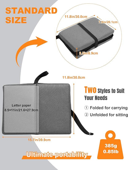 Airplane Seat Cushion Portable Travel Cushion for Comfort Foldable Stadium Pad with Breathable Fabric Seat Pad Perfect for Long Flights, Office, Bleacher, Camping