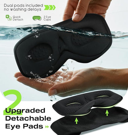 MUSICOZY Sleep Headphones with Bluetooth 5.4 Sleep Mask, Removable 3D Eye Cups for Zero Pressure Comfort, Wireless Bluetooth Eye Mask for Sleeping with Timer