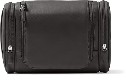 Leatherology Black Onyx Hanging Toiletry Kit – Full Grain Leather Travel Organizer with Hanger and Multiple Storage Compartments