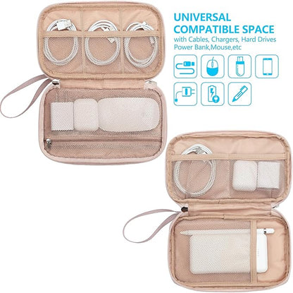 NISHEL Travel Cord Organizer Case, Double Layers Tech Electronic Bag, Essentials for Charger, Cable, Phone, Flash drive, Medium, Aegean-Blue