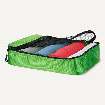 Amazon Essentials 4-Piece Packing Cubes Travel Accessories Set, Luggage Organizer with Double Zipper, Mesh Top, 100% Polyester, Medium, Green (Previously Amazon Basics)