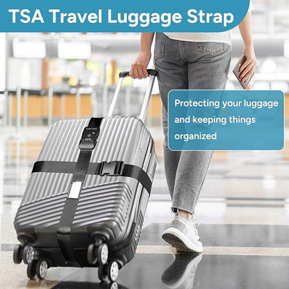 Travel Inspira TSA Lock Luggage Straps for Suitcases | Anti-Burst Protection, High Visibility Color, Easy Identification | Adjustable Heavy-Duty Belt for 20-32 Inch Suitcases