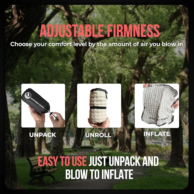 Whispering Winds Inflatable Seat Cushion - Comfortable Blow-up Foam Pad for Airplane, Travel, Stadium, Outdoors, Camping, Car & More