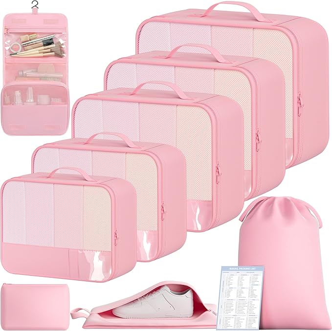 BAGAIL 9 Set Packing Cubes Luggage Packing Organizers for Travel Accessories