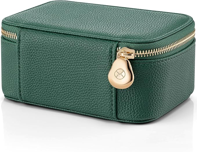Vlando Jewelry Box with 8 Velvet Jewelry Bags Travel Jewelry Storage Box Petal Hardware Jewelry Organizer for Necklace Rings Earrings Women Gifts for Christmas Birthday-Green
