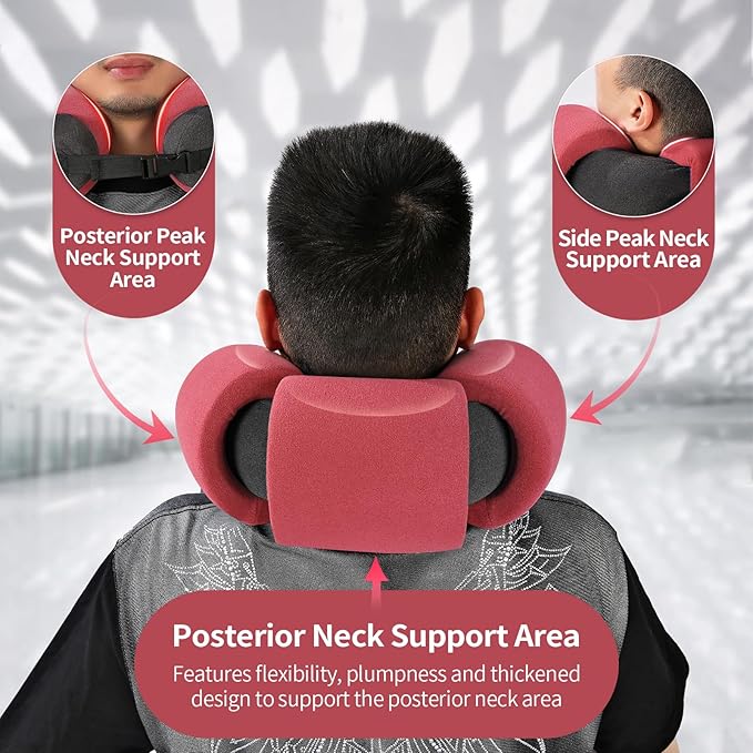 3-Ring Memory Foam Travel Neck Pillow It has obtained a Patent. The Three Rings can be movably Adjusted to Provide Flexible Support for The Neck, Head, and Other Areas.Peach Pink