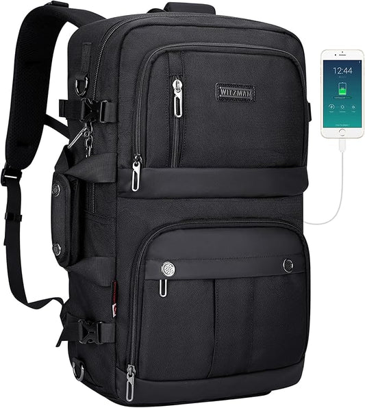 WITZMAN Carry on Travel Backpack for Men Women Laptop Backpack with USB Charging Port Airline Approved(B683 Classic Black)